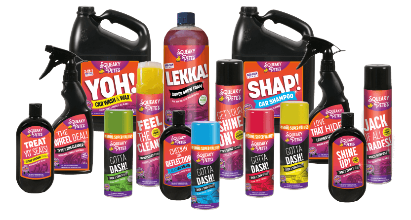 What you clean your car with (the Squeaky Pete's product line)