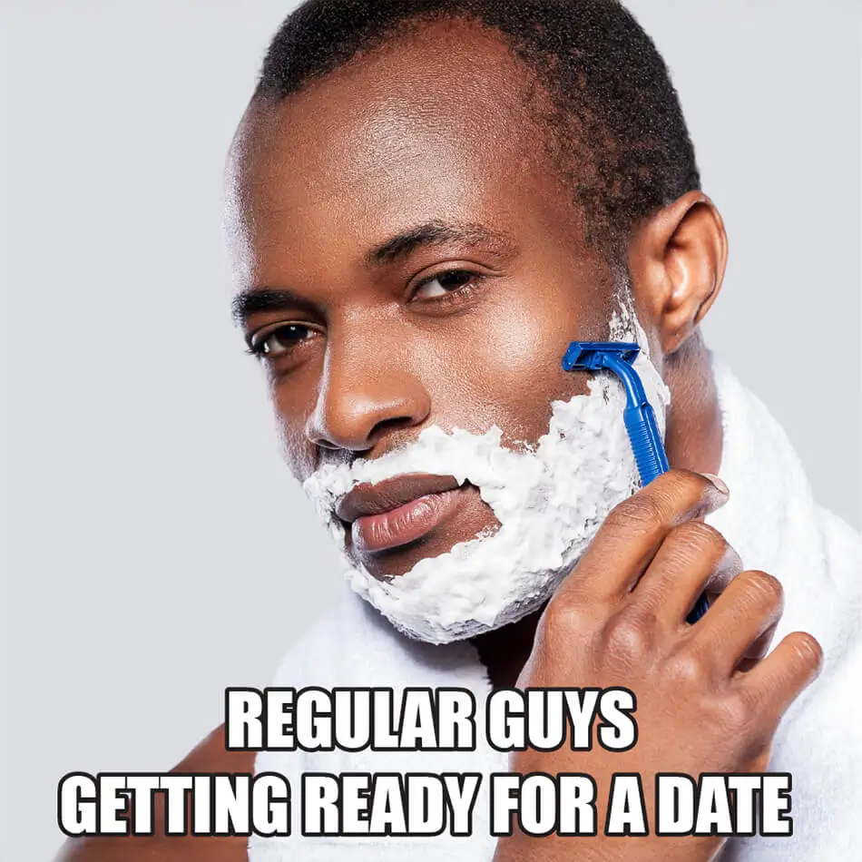 Regular guys getting ready for a date.